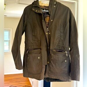 Authentic Barbour Jacket with attached fleece hood- lots of life left!